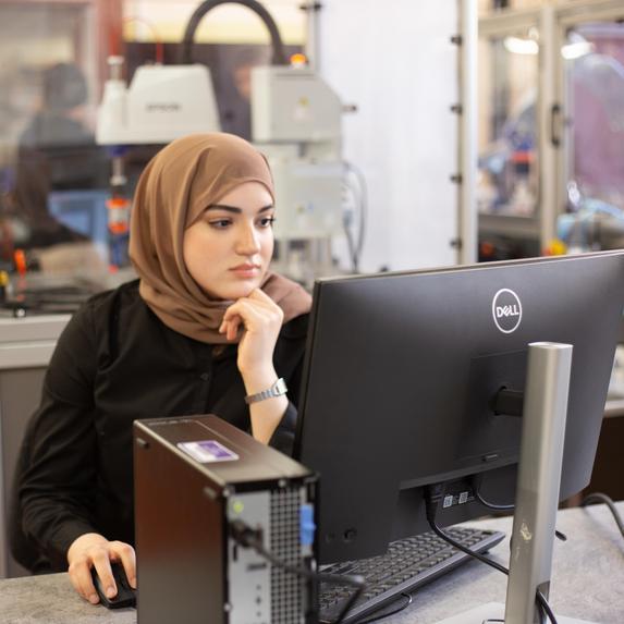 A student working on a computer