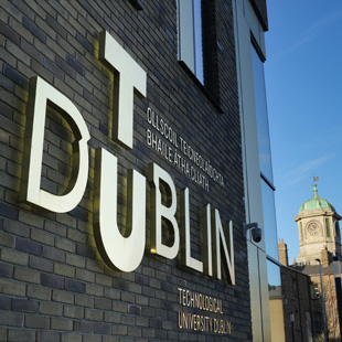 brass tudublin sign east quad, Grangegorman