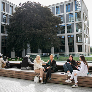 students outdoors at the central quad in TUDublin, Grangegorman