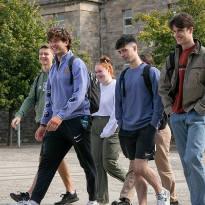 students walking on campus