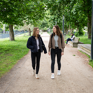 students walking outdoors on grangegorman campus