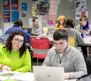 Students working in a design studio