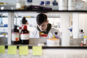 researcher working in lab